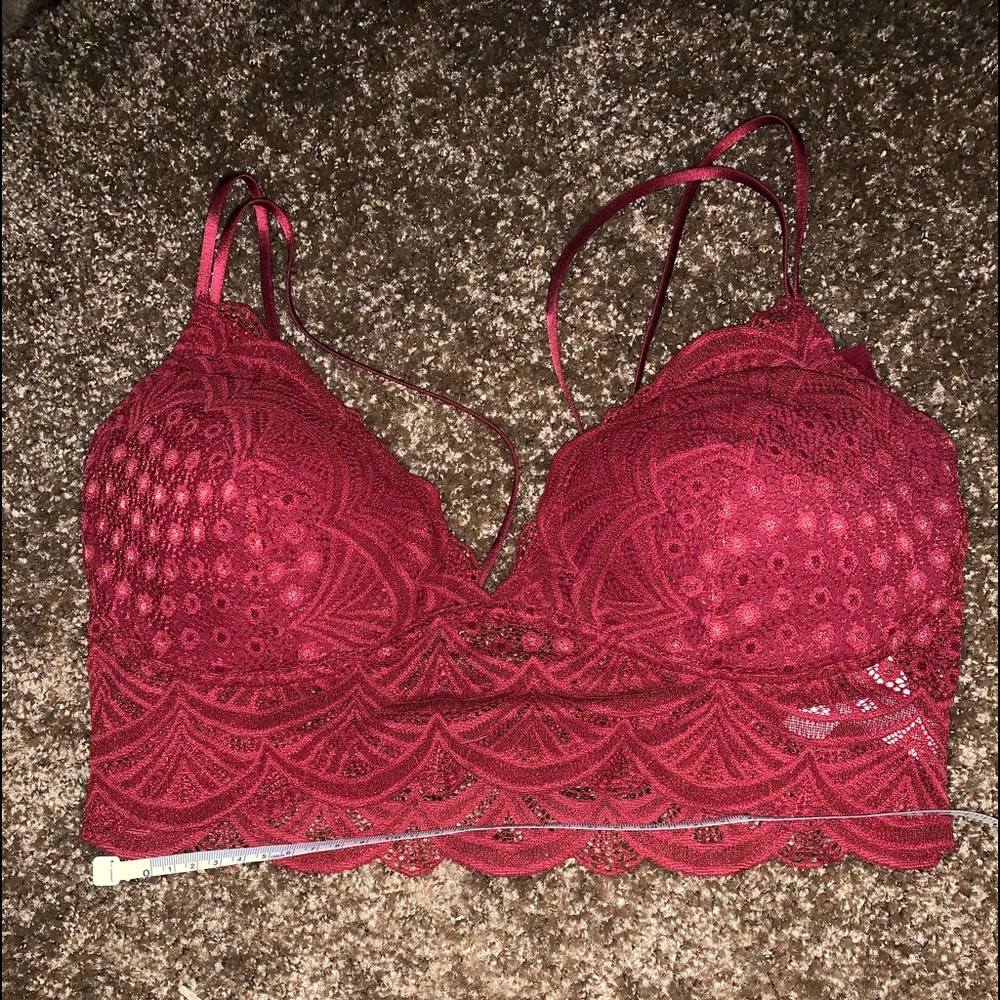 Red lace crop top